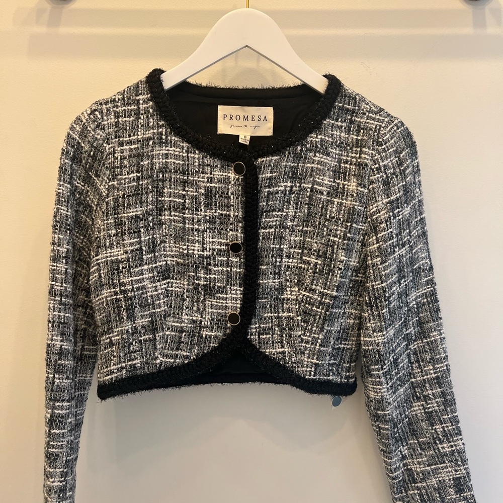 Tweed Woven Cropped Jacket